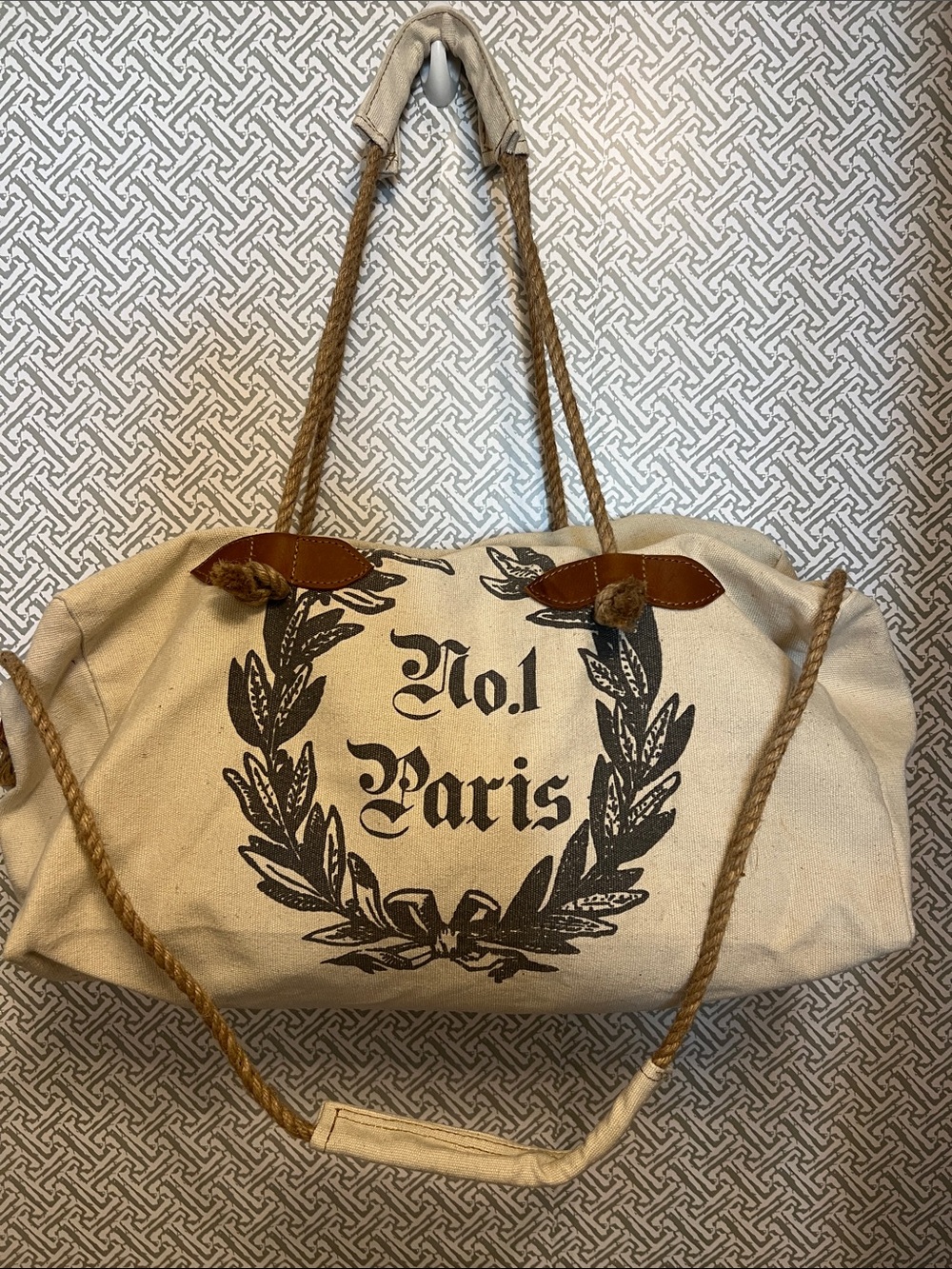 No.1 Paris Canvas Tote/Duffel Bag in Natural